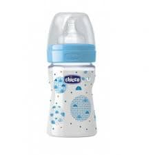 CHICCO BIBERON EN PLASTIQUE BLEU 150ML 202112