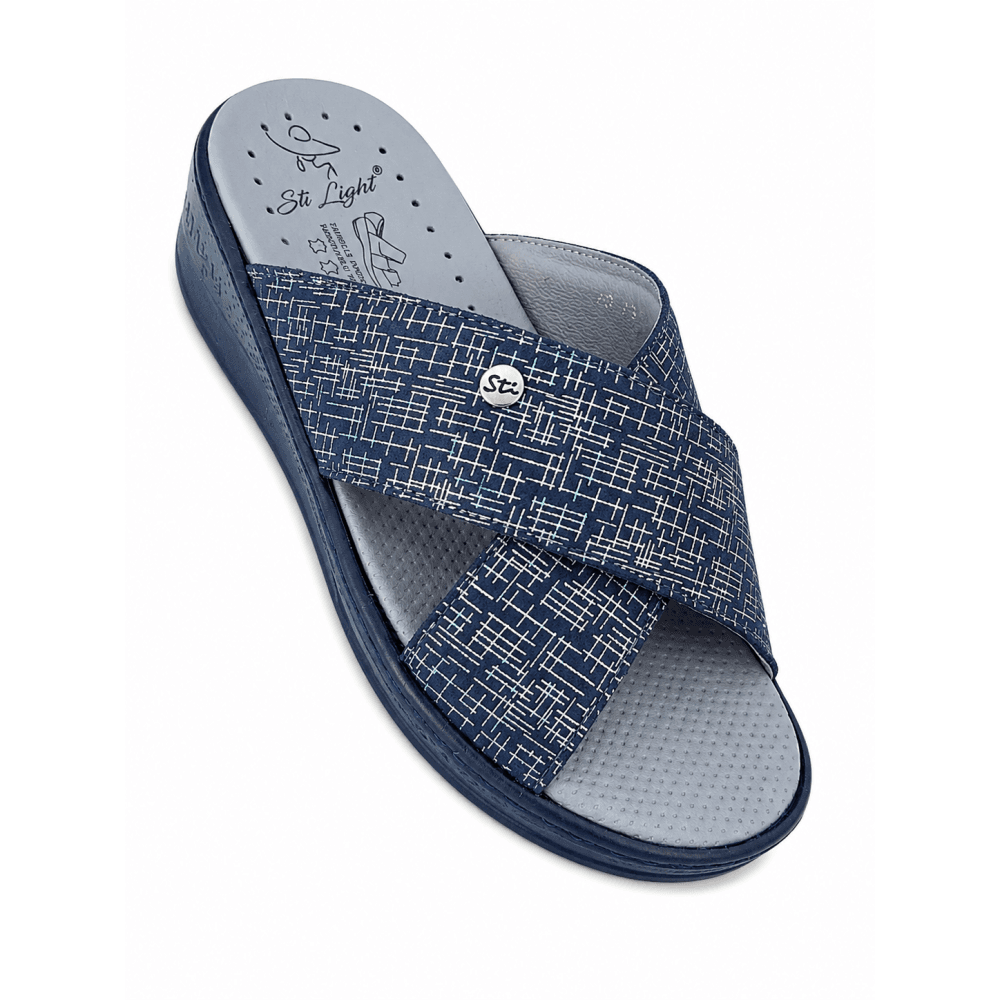 STI LIGHT CLAQUETTES ORTHOPÉDIQUES CROISÉES BLEUES FEMME