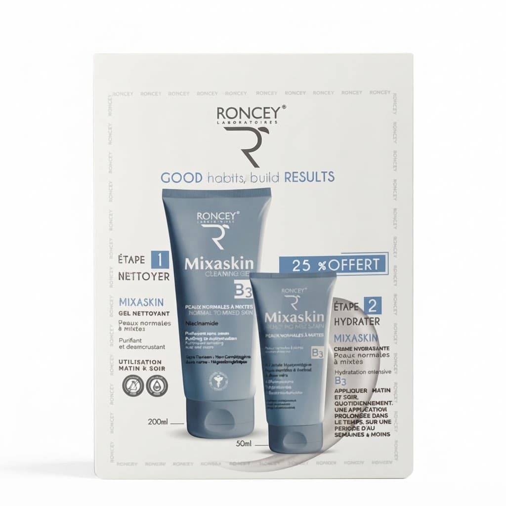 RONCEY COFFRET OCTOBRE ROSE MIXASKIN GEL 200ML+CREME HYDRATANTE 50ML