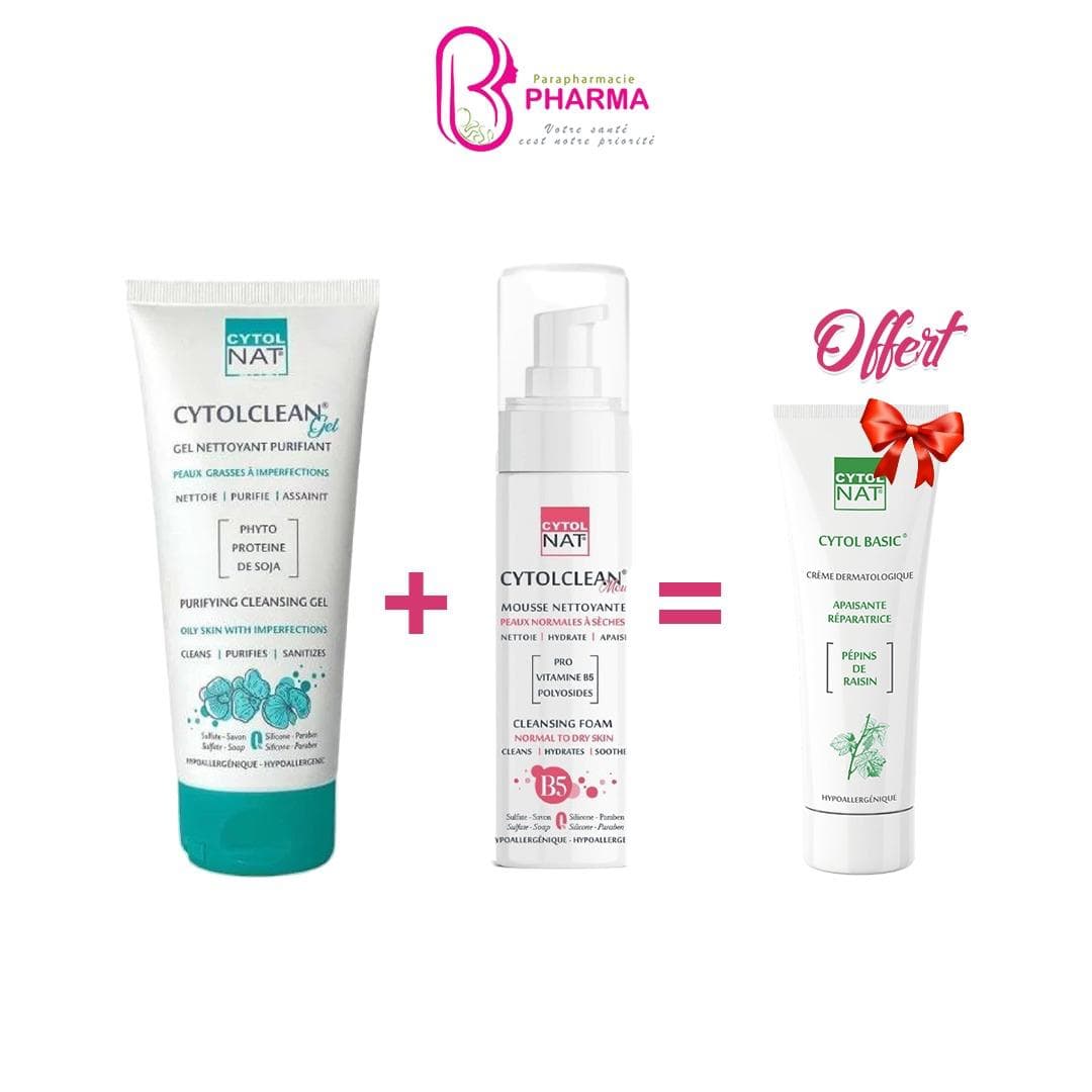 PACK CYTOL CLEAN GEL + MOUSSE NETTOYANTE + CREME APAISANTE OFFERTE