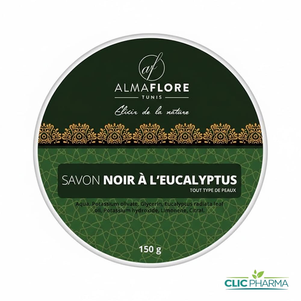 ALMAFLORE SAVON NOIR A L’EUCALYPTUS 150g
