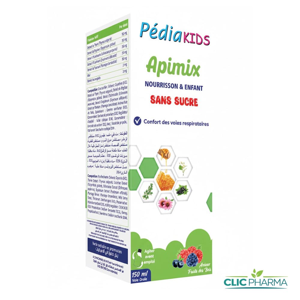 PEDIAKIDS APIMIX SIROP SANS SUCRE TOUX MIXTE 150ML
