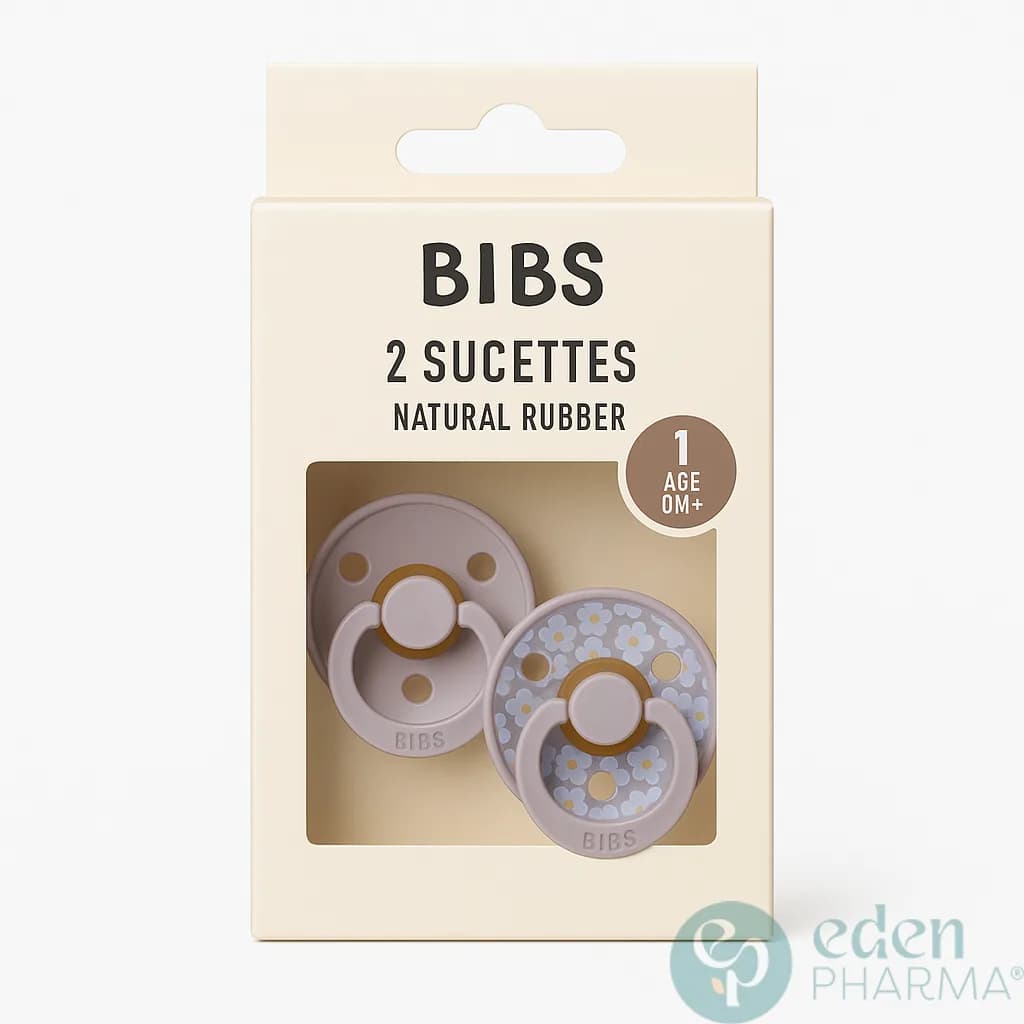 Bibs 2 Sucettes Natural Rubber (Violet Fleuri) 1 Age 0 m+