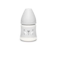Suavinex Biberon 150ml Tétine Ronde Débit Lent – Moustache Gris