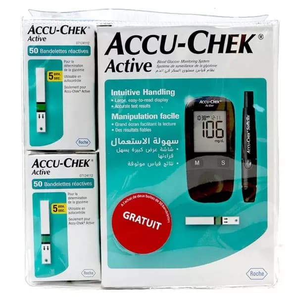 Accu-Chek Active Coffret 100 Bandelettes + Lecteur
