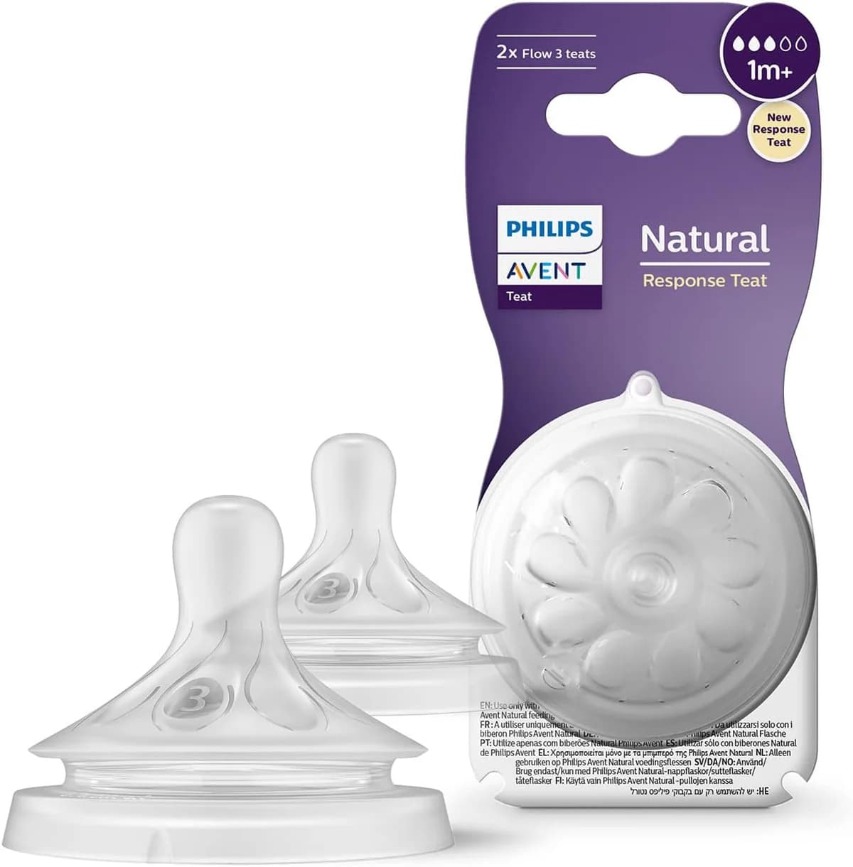 Philips Avent 2 Tetines pour Biberon a Reponse Naturelle Debit 3 pour Bebe de 3 Mois SCY963/02