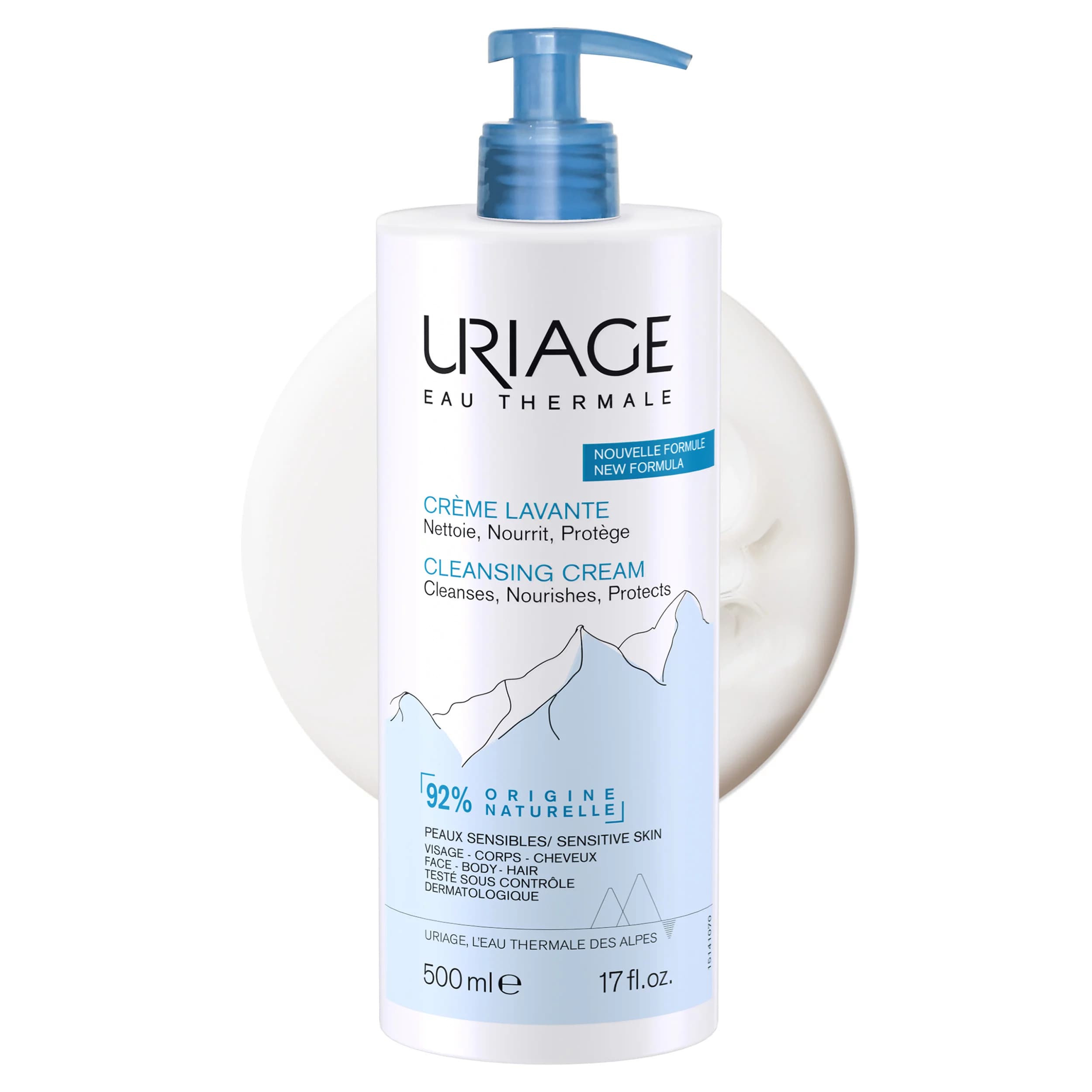 Uriage Crème Lavante Visage, Corps et Cheveux Peaux Sensibles 500 ml