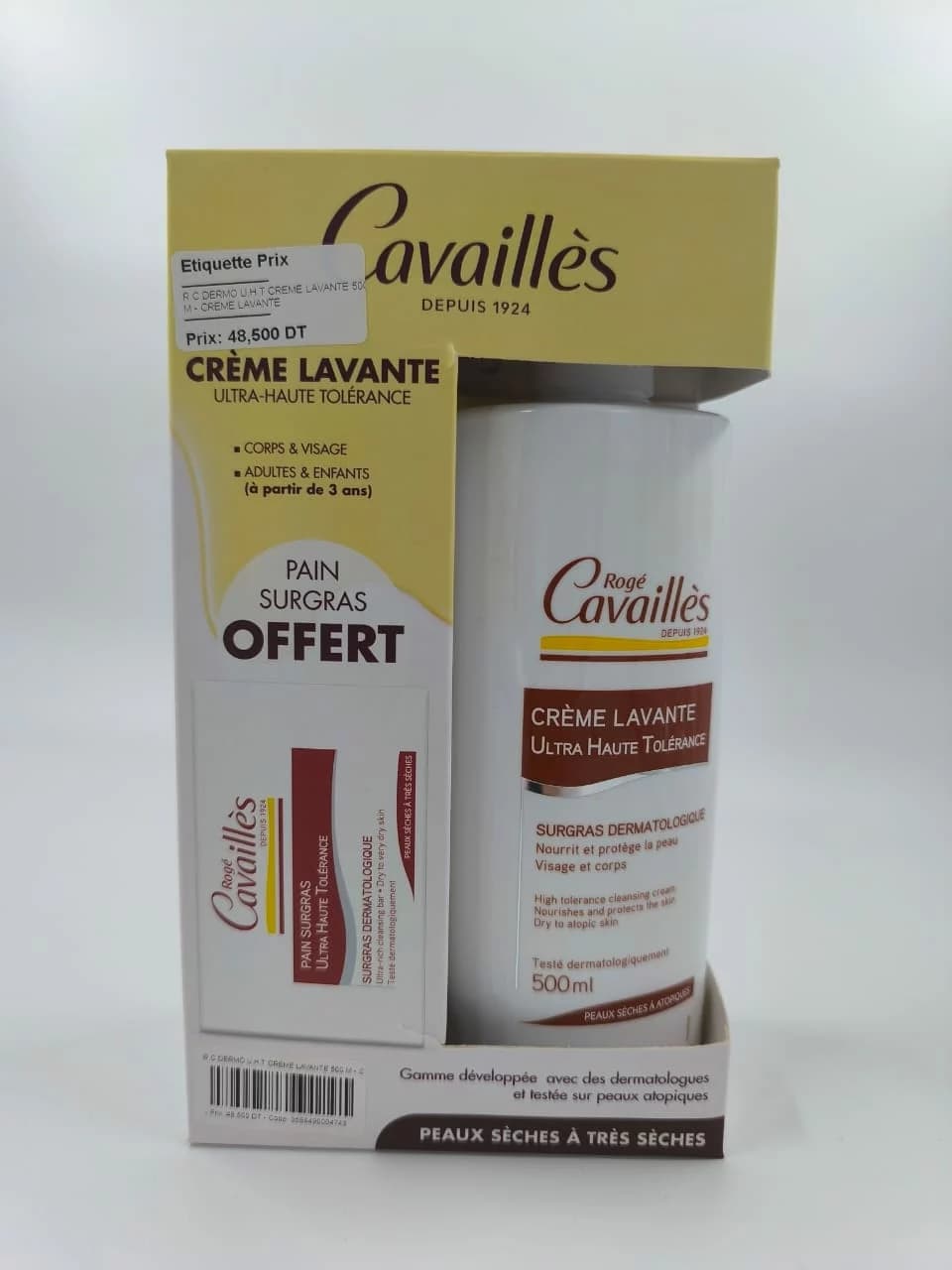 ROGE CAVAILLES UHT CREME LAVANTE 500ML+PAIN SURGRAS OFFERT