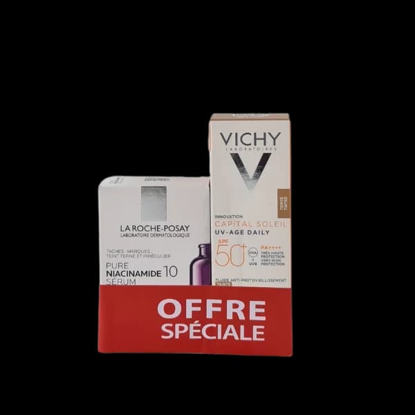 VICHY ECRAN ANTI-AGE DAILY TEINTE SPF50+ 40ML+LRP NIACINAMIDE SERUM OFFERT