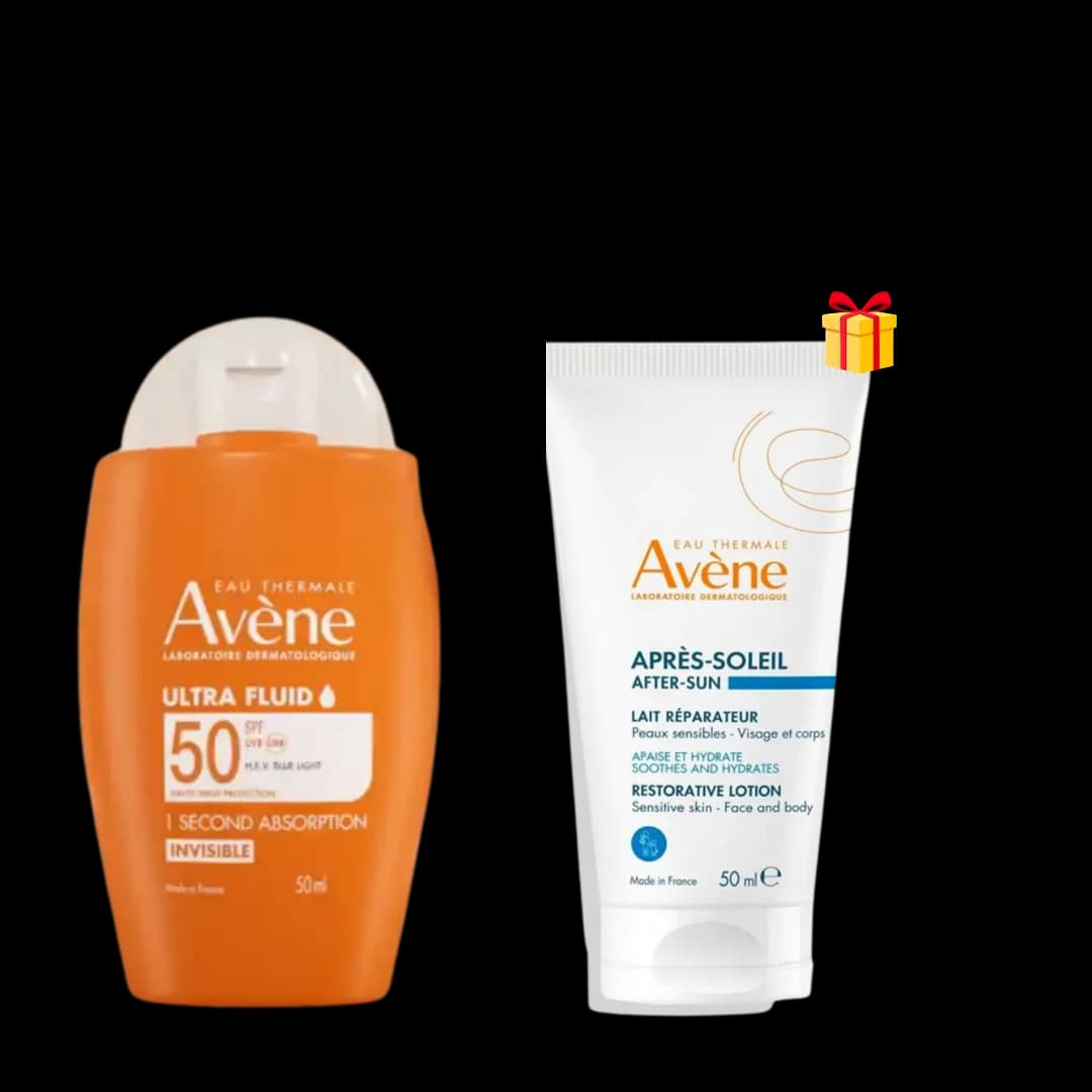 AVENE DUO ECRAN ULTRA FLUID IVISIBLE SPF50+50ML +LAIT APRES-SOLEIL 50ML OFFERT