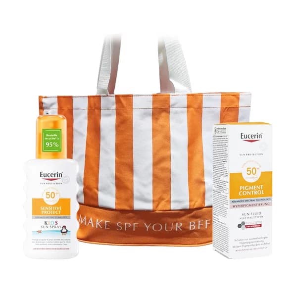 Pack Eucerin Spray Kids 200 ml + Pigment Control SPF50+ 50 ml + sac offert
