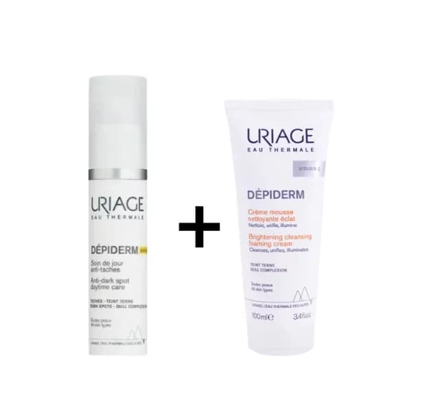 Uriage Dépiderm Soin de Jour SPF50+ 30 ml + Crème Mousse Nettoyante 100 ml Anti-Taches