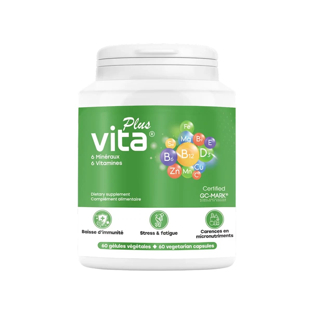Vita Plus 6 Vitamines / 6 Minéraux 60 Gélules