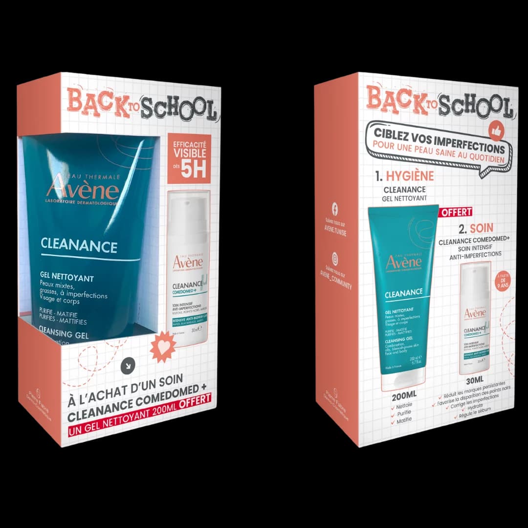 Avène Cleanance Comedomed+soin anti-imperfection+Cleanance gel nettoyant 200ml offert