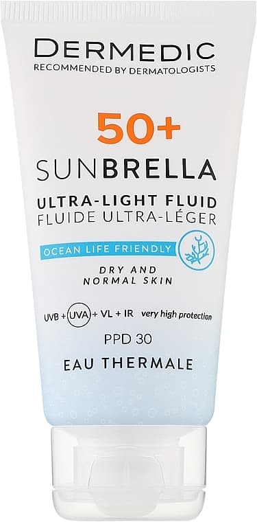 DERMEDIC pack SUNBRELLA fluide ultra légère SPF 50+ Peaux sèches et normales sensibles 40 ml