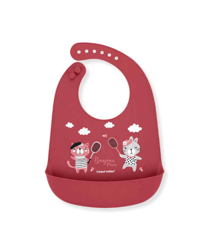 CANPOL BAVOIR SILICONE AVEC POCHE RED