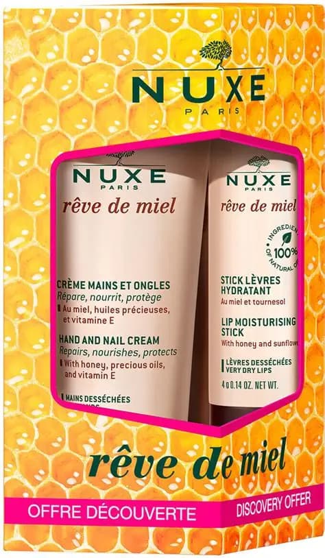 NUXE Rêve de Miel Hand Cream 30ml + Rêve de Miel Lip Stick 4g DUO