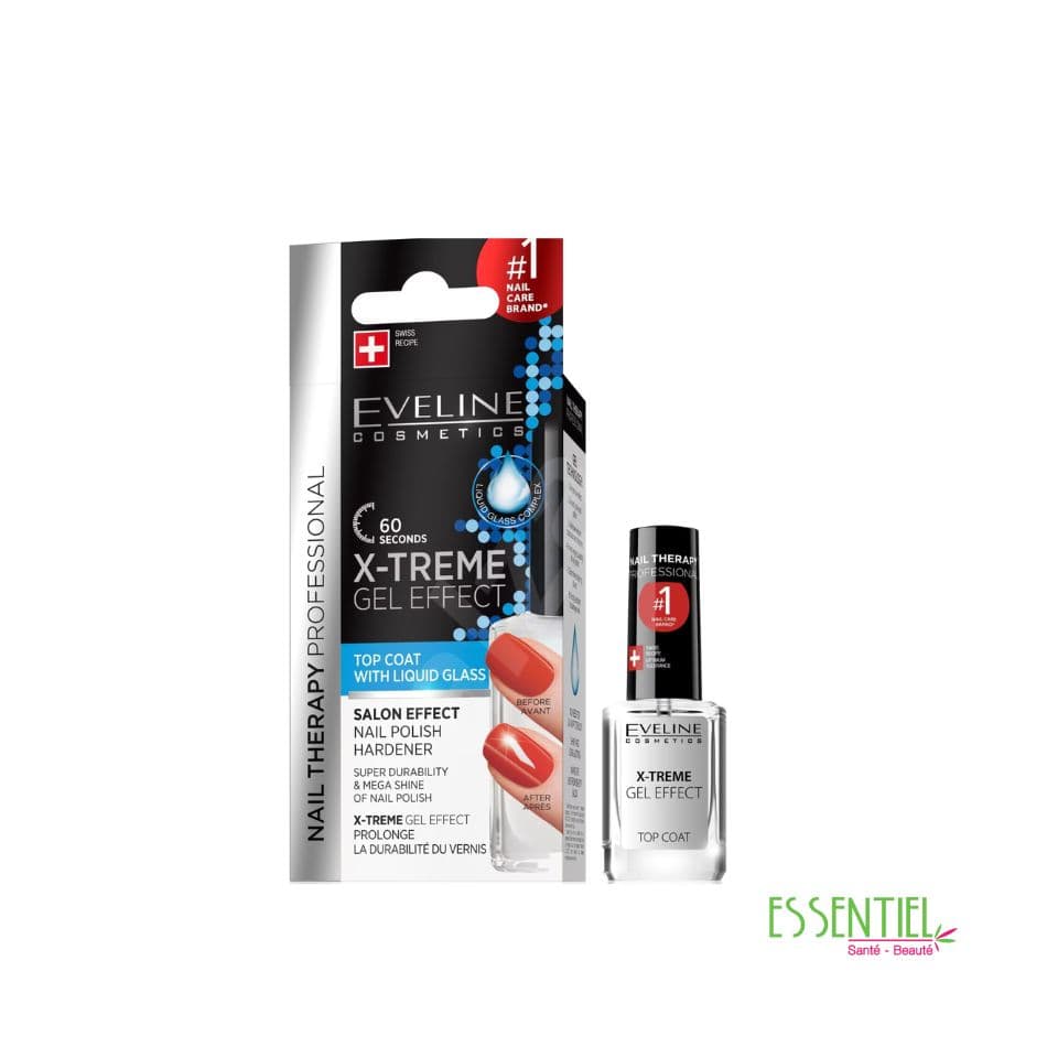 Eveline Nail Salon Professional Clinical Care – X-TREME GEL EFFECT TOP COAT Verre liquide pour ongles 12ml