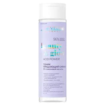 Eveline Beauty & Glow Acid Power ! Lotion Tonique Illuminatrice à l’Acide Glycolique 5% pour Tous Types de Peau 200 ml