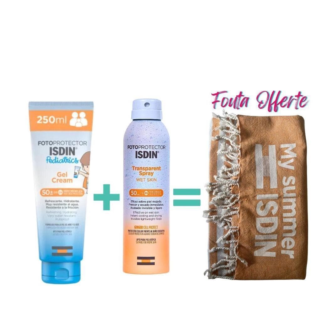 ISDIN TRANSPERENT SPRAY SOLAIRE SPF 50+ 250 ML + Fotoprotector Gel Cream Pediatrics SPF 50
