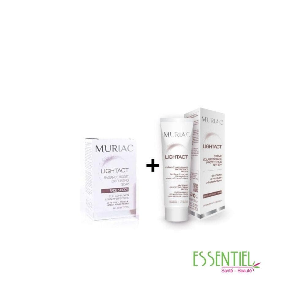 MURIAC LIGHTACT SAVON EXFOLIANT 200g+ MURIAC LIGHTACT CRÈME ÉCLAIRCISSANTE PROTECTRICE SPF50+