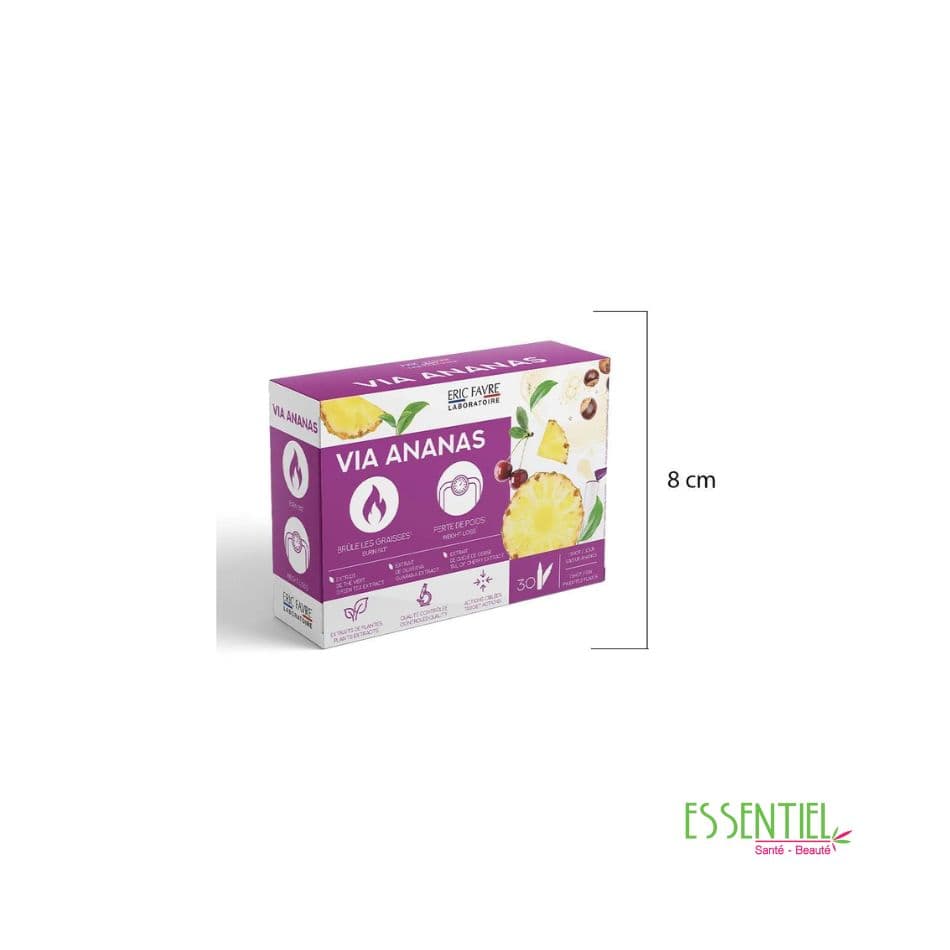 ERIC FAVRE Via Ananas – Brûleur de graisses 30 unicadoses de 10 ml Saveur ananas