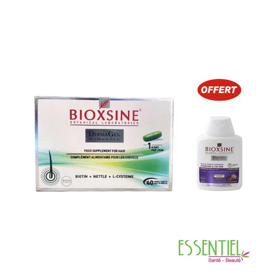 BIOXSINE TABLET COMPLEMENT ALIMENTAIRE 40 COMPRIMES+Bioxsine Shampooing végétal à l’ail noir contre la chute de cheveux
