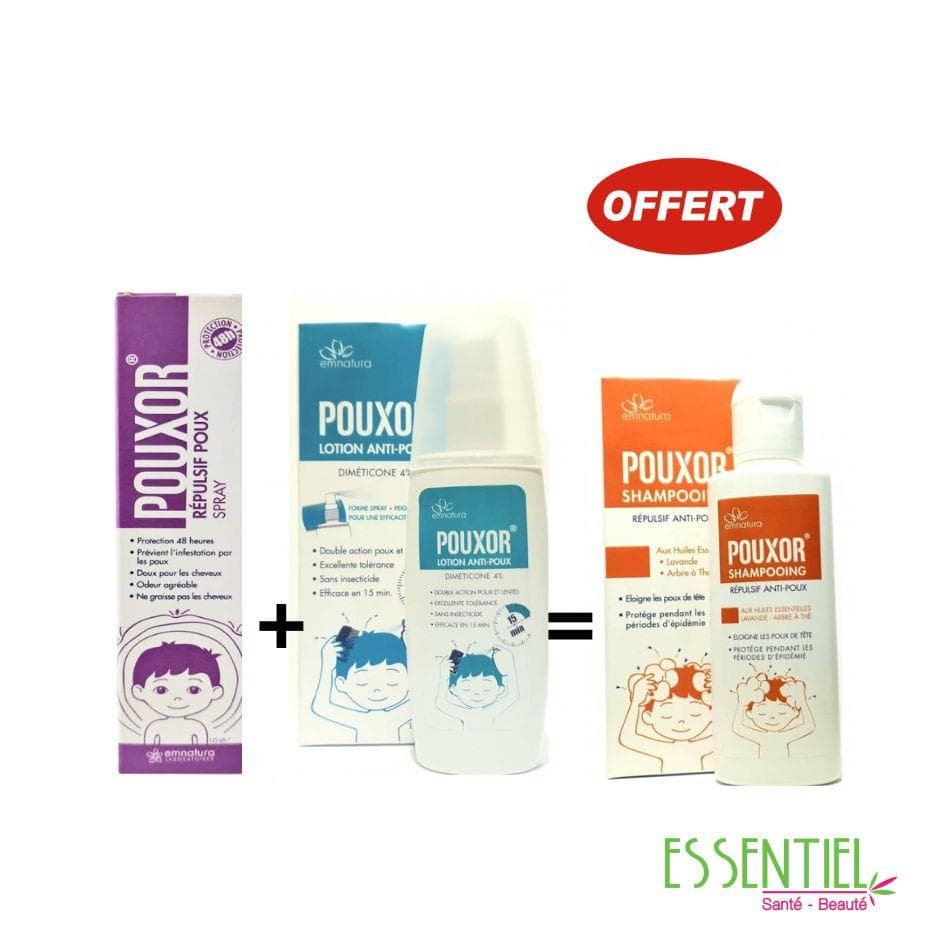 EMNATURA LOT POUXOR REPULSIF+LOTION ANTIPOUX=SHAMPOOING 120ML OFFERT