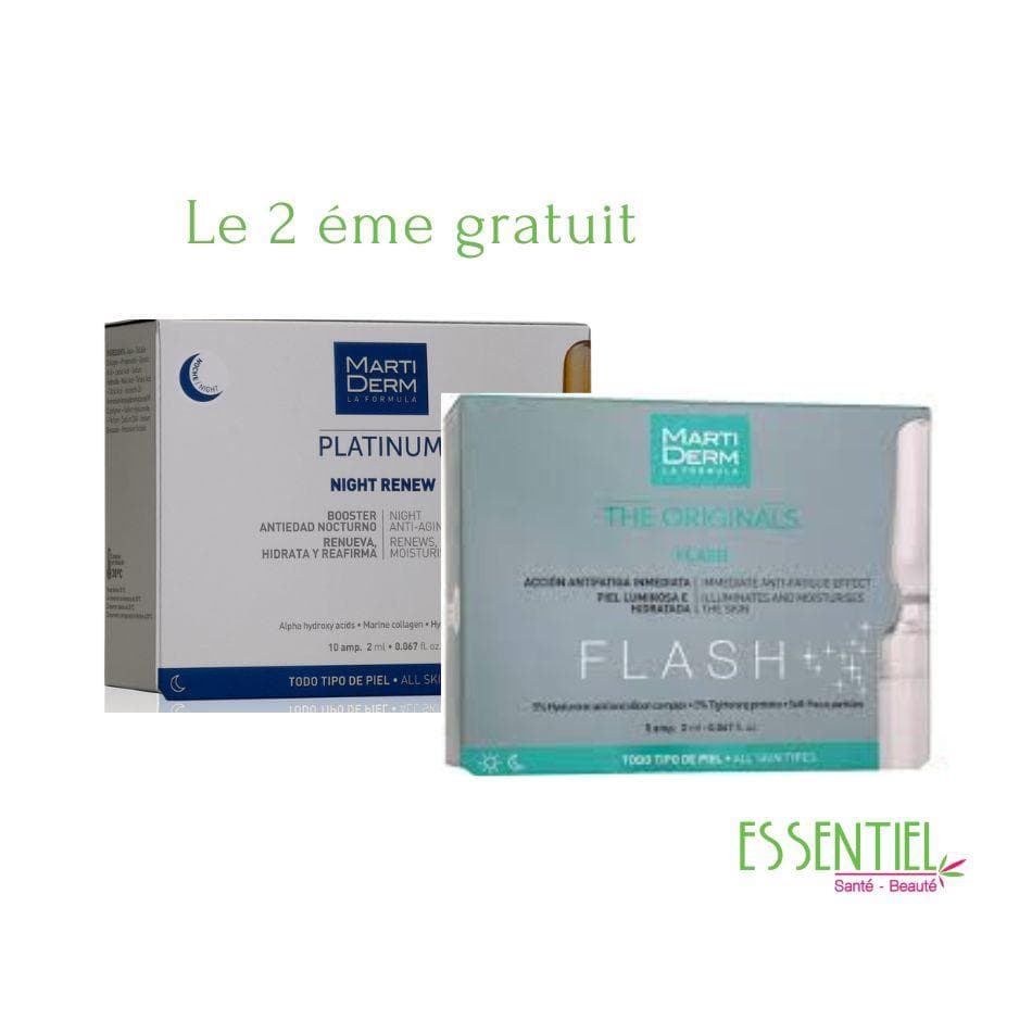 MARTIDERM :FLASH 5 AMPOULES+ PLATINUM NIGHT RENEW 10 AMPOULES