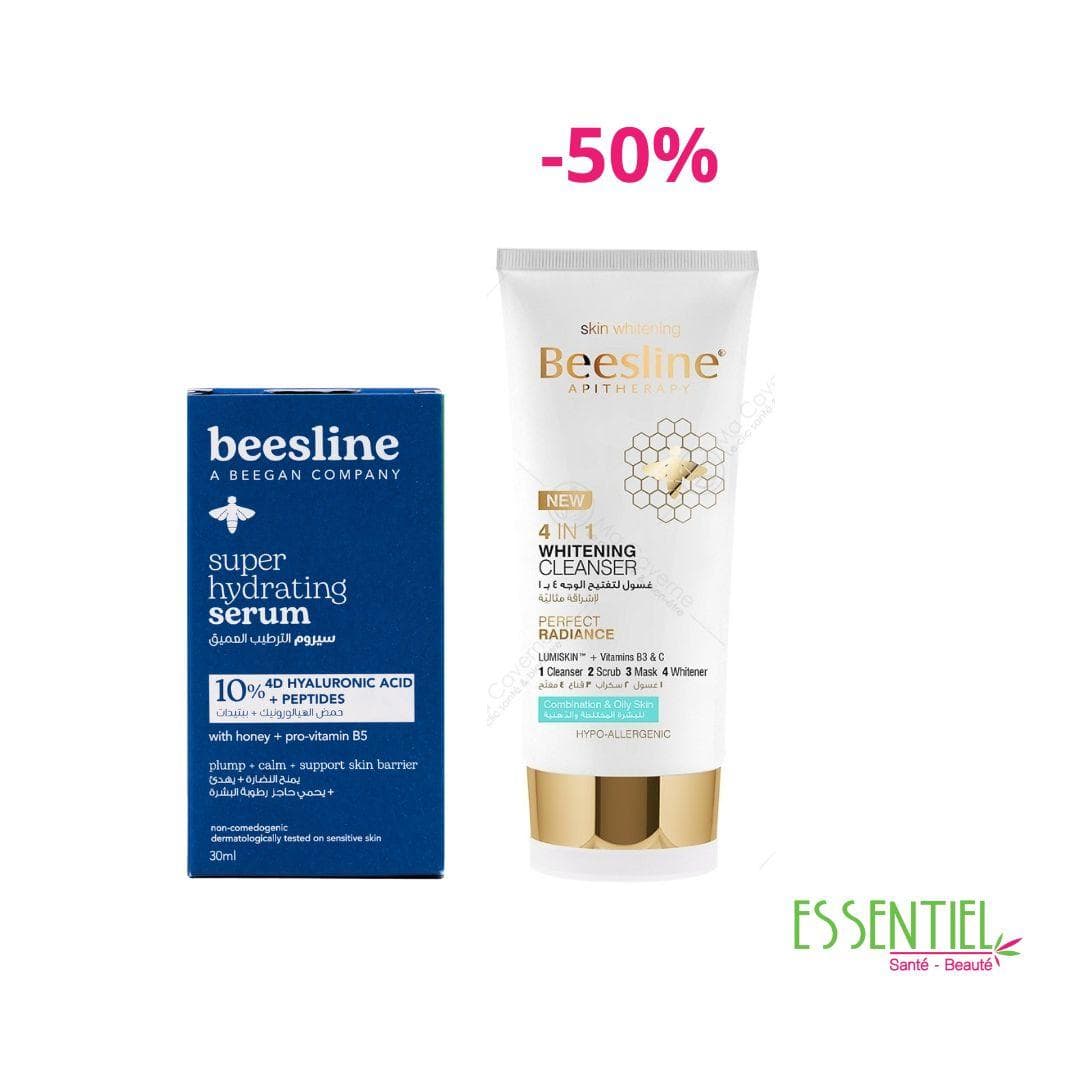 Beesline Sérum Super Hydratant 30ml+gel nettoyant eclaircissant visage 4 en 1 -50%