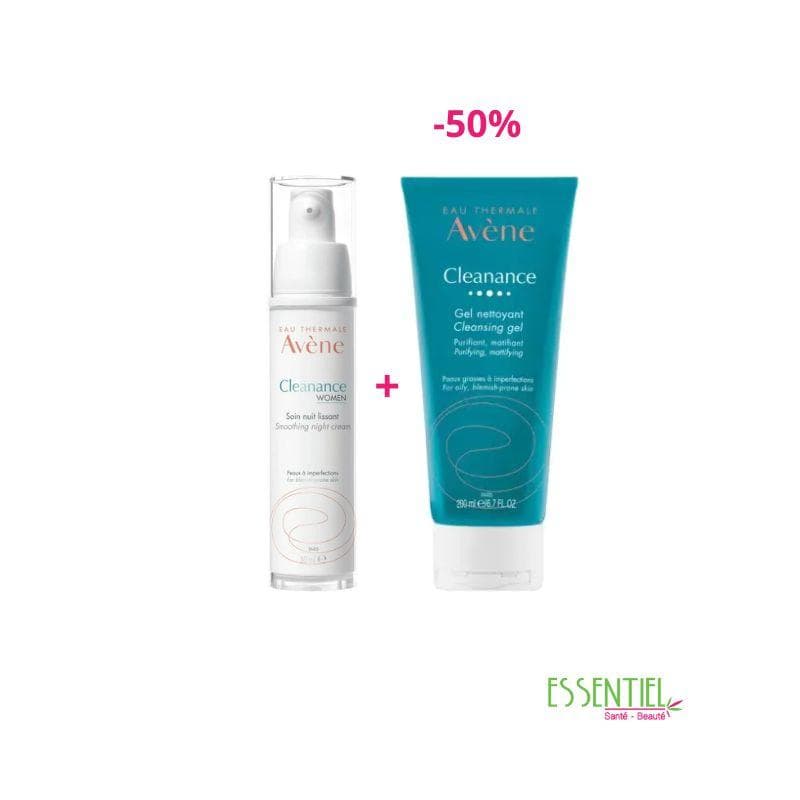 PACK AVENE Cleanance WOMEN soin nuit lissant 30ml+ CLEANANCE GEL NETTOYANT 200ML -50%