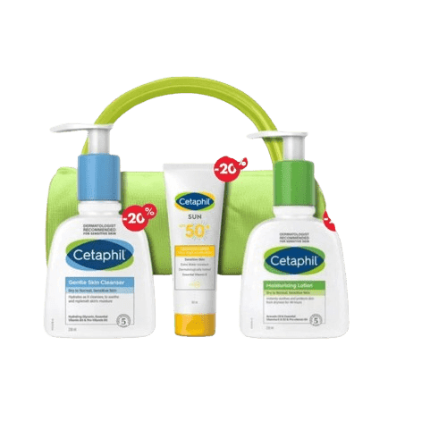 Cetaphil sac ecran liposomal lotion 100ml spf 50 +lotion hydratante236 ml+ nettoyant peaux sensibles236ml