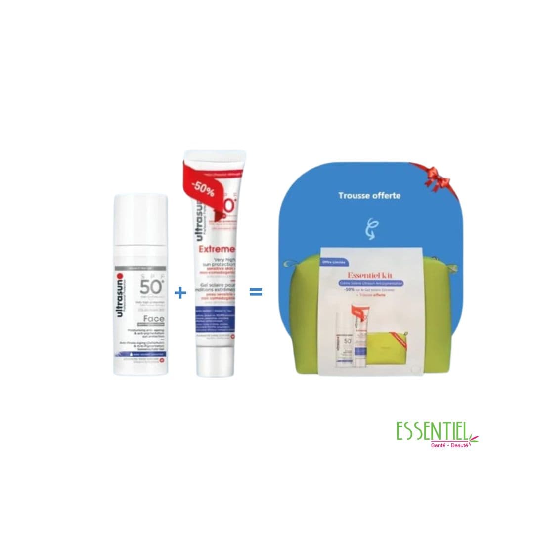 Ultrasun pack Extreme SPF50+ 75ml (-50%) + Face Anti-Âge & Anti-Pigmentation SPF50+ 50ml + Trousse offerte