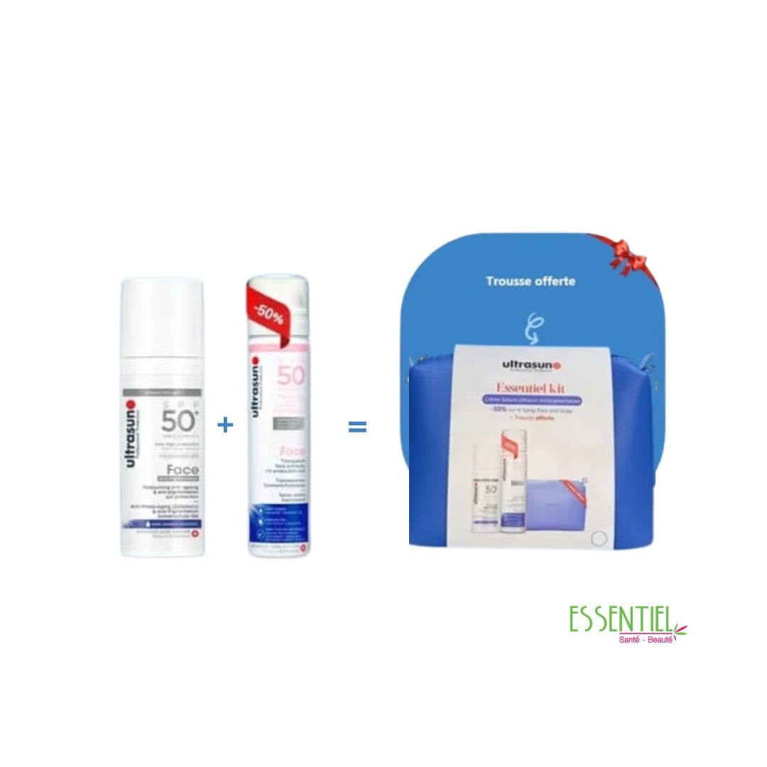 Ultrasun pack brume spf 50+ 75 ML (-50%) + face anti pigmentation 50ml spf50+ + trousse offert