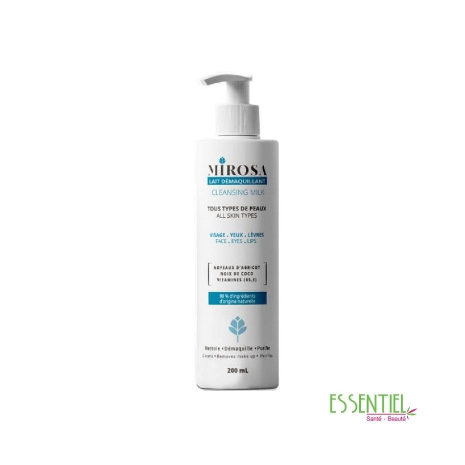 Mirosa Lait Démaquillant – Nettoyant doux visage et yeux pour peau fraîche et hydratée