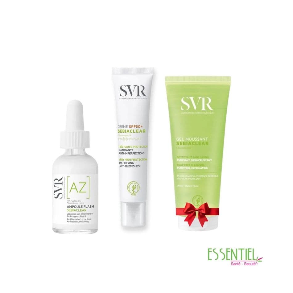 SVR SEBIACLEAR COFFRET AMPOULE FLASH AZ+ CREME SPF 50+ GEL MOUSSANT 55ML OFFERT