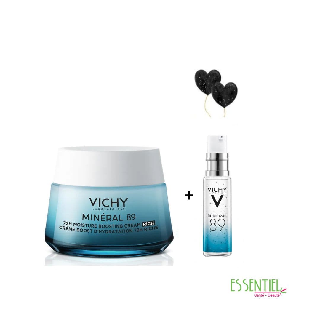 VICHY Mineral 89 Crème Boost d’Hydratation Riche+serum Booste 10 ml offert