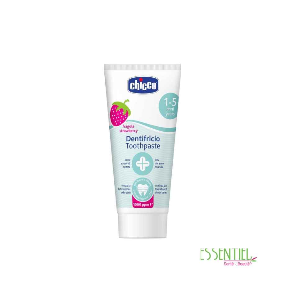 Le dentifrice Chicco goût fraise de 1 à 5 ans