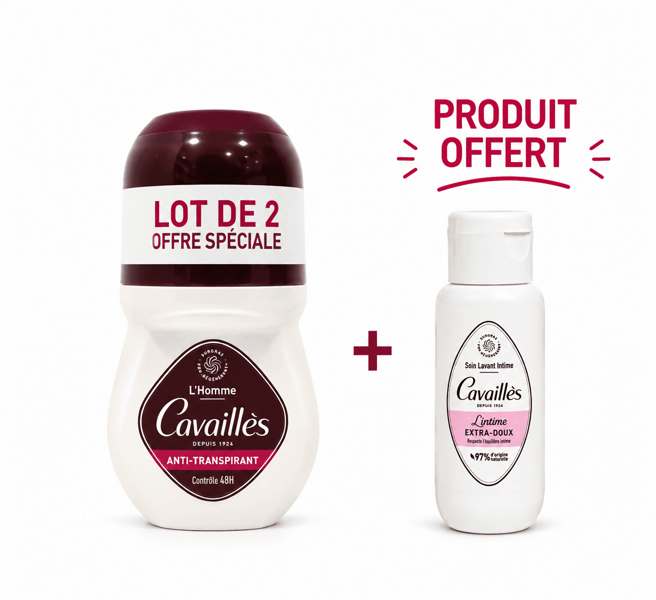 Roge Cavailles Lot 2 Déo Anti-Transpirant Homme 48h 50mL +Mini Dose Offerte