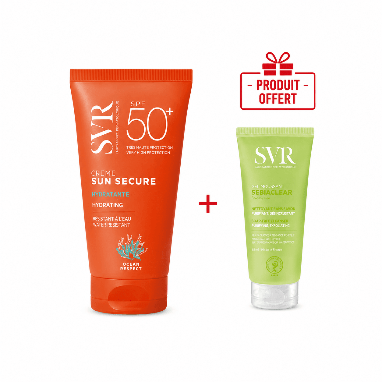 SVR Sun Secure Crème SPF 50+ 50mL + Sebiaclear Gel Moussant 55mL (Offert)