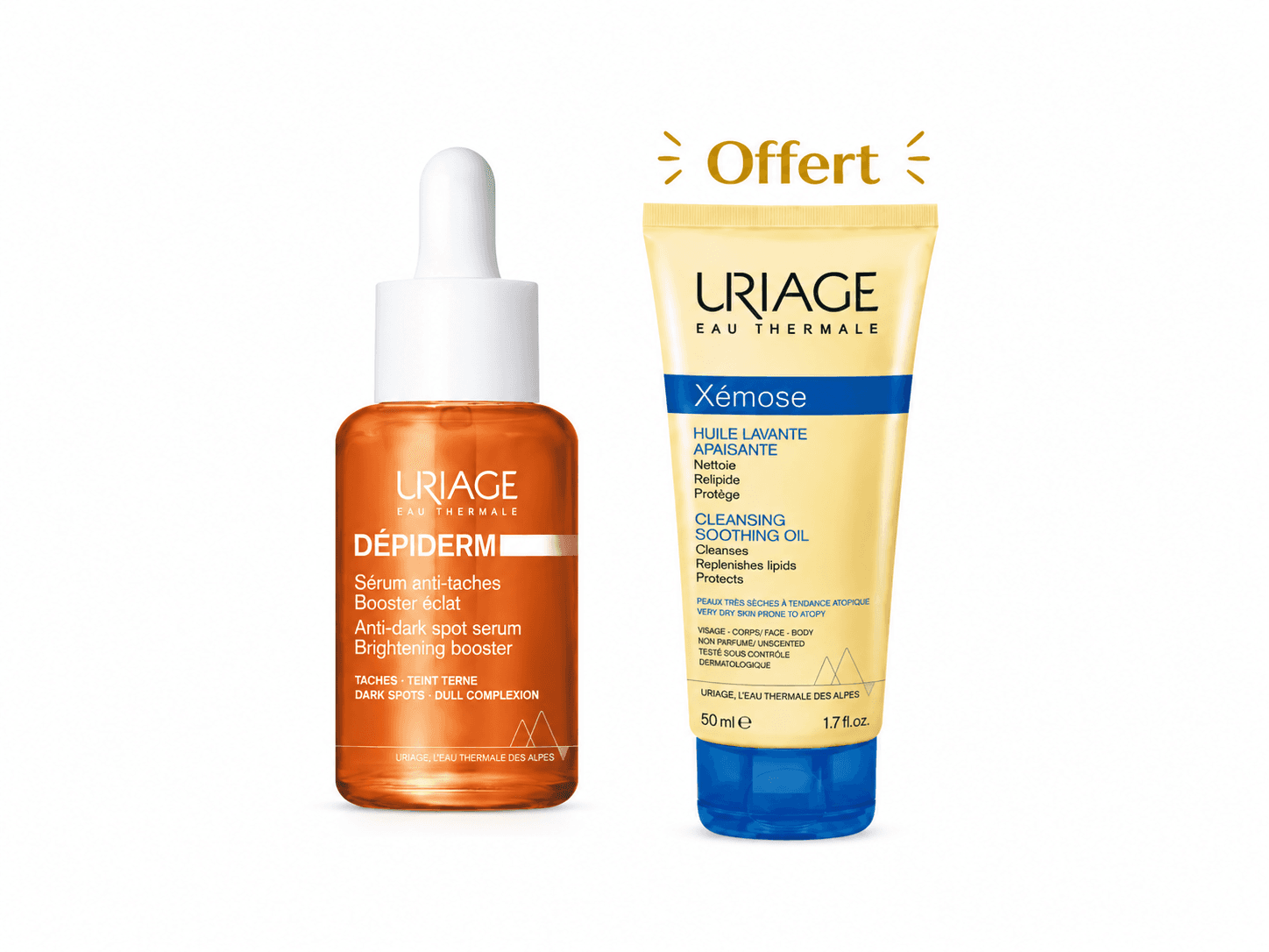 Uriage Dépiderm Sérum Anti-Taches Booster Éclaircissant 30mL + Xemose Huile Lavante 50mL Offerte