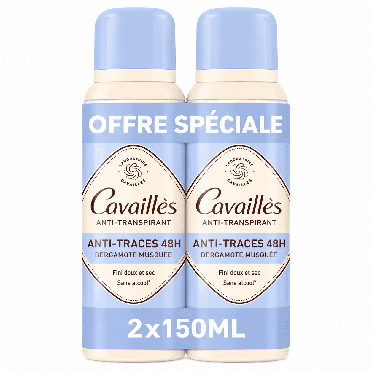 Roge Cavaillès Lot 2 Déo Anti-Traces 48h Bergamote Musquée Spray 150mL