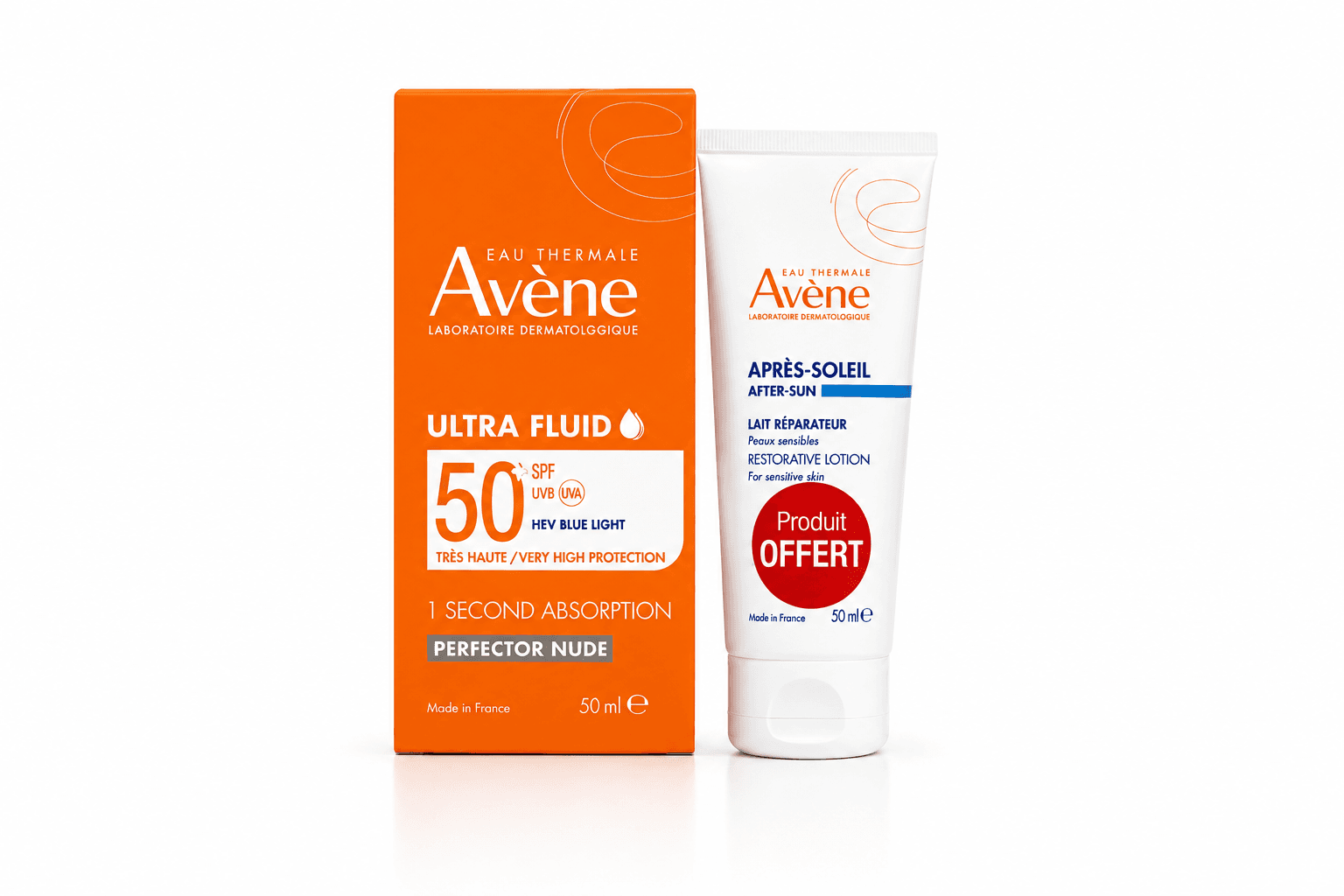Avène Solaire Ultra Fluid Perfector Teintée SPF50+ 50ML + Lait Après Soleil 50mL Offert