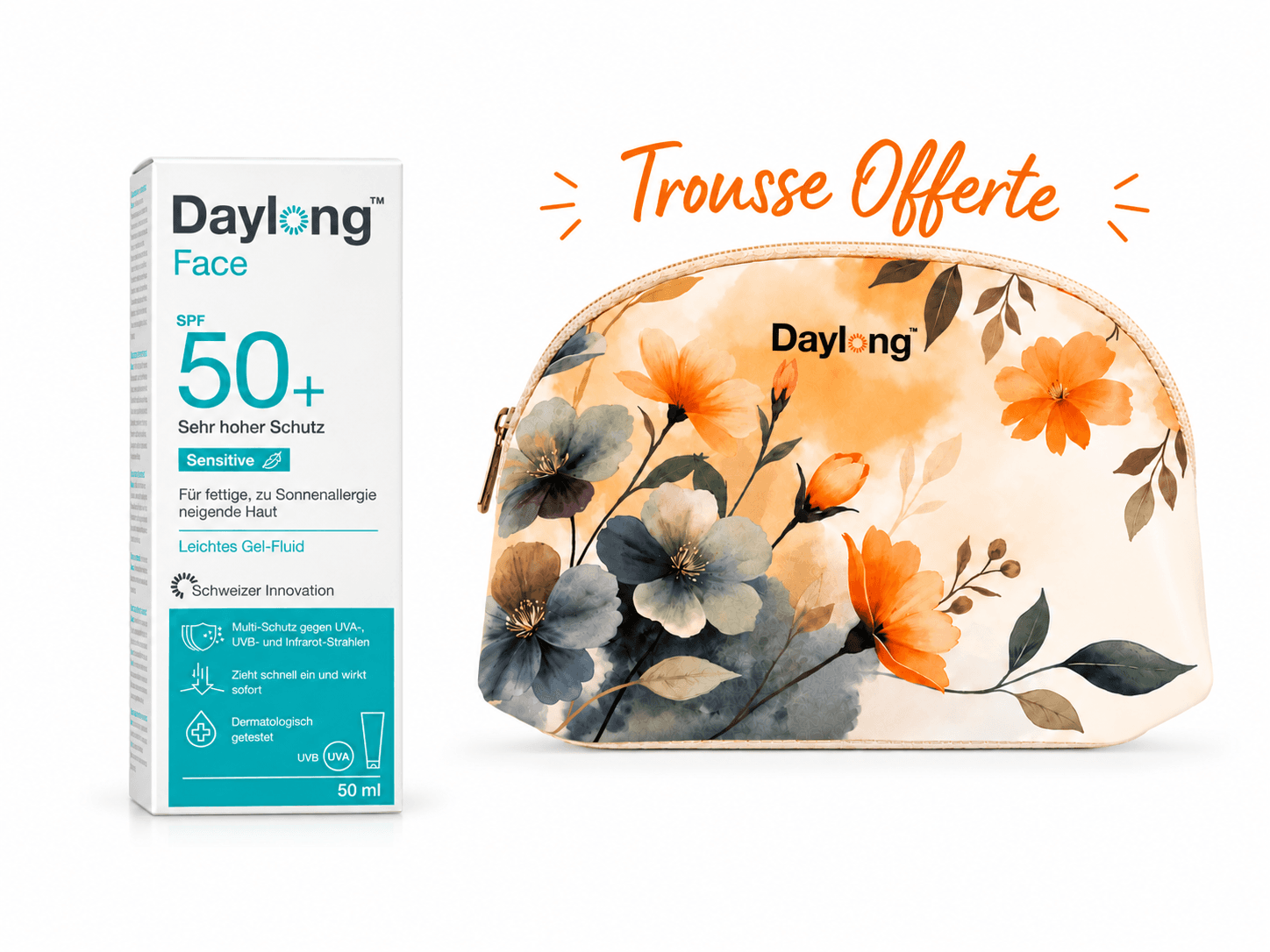 Daylong Face Sensitive Gel Fluid Invisible SPF50+ 50mL + Trousse Offerte
