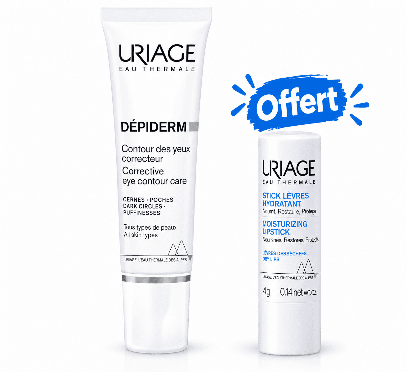 Uriage Dépiderm White Contour des Yeux Eclaircissant 15mL + Stick Lèvres 4Gr Offert