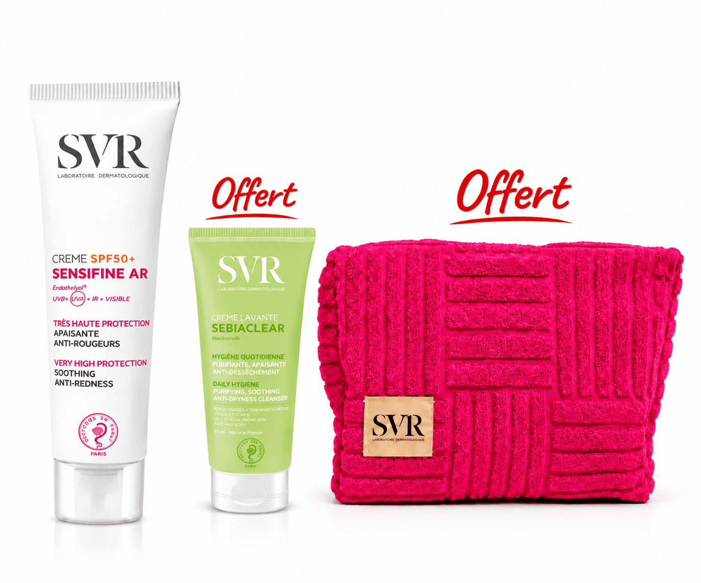 SVR Sensifine AR Crème SPF50+ 40mL + Sebiaclear Crème Lavante 55mL Offert+Trousse Offerte