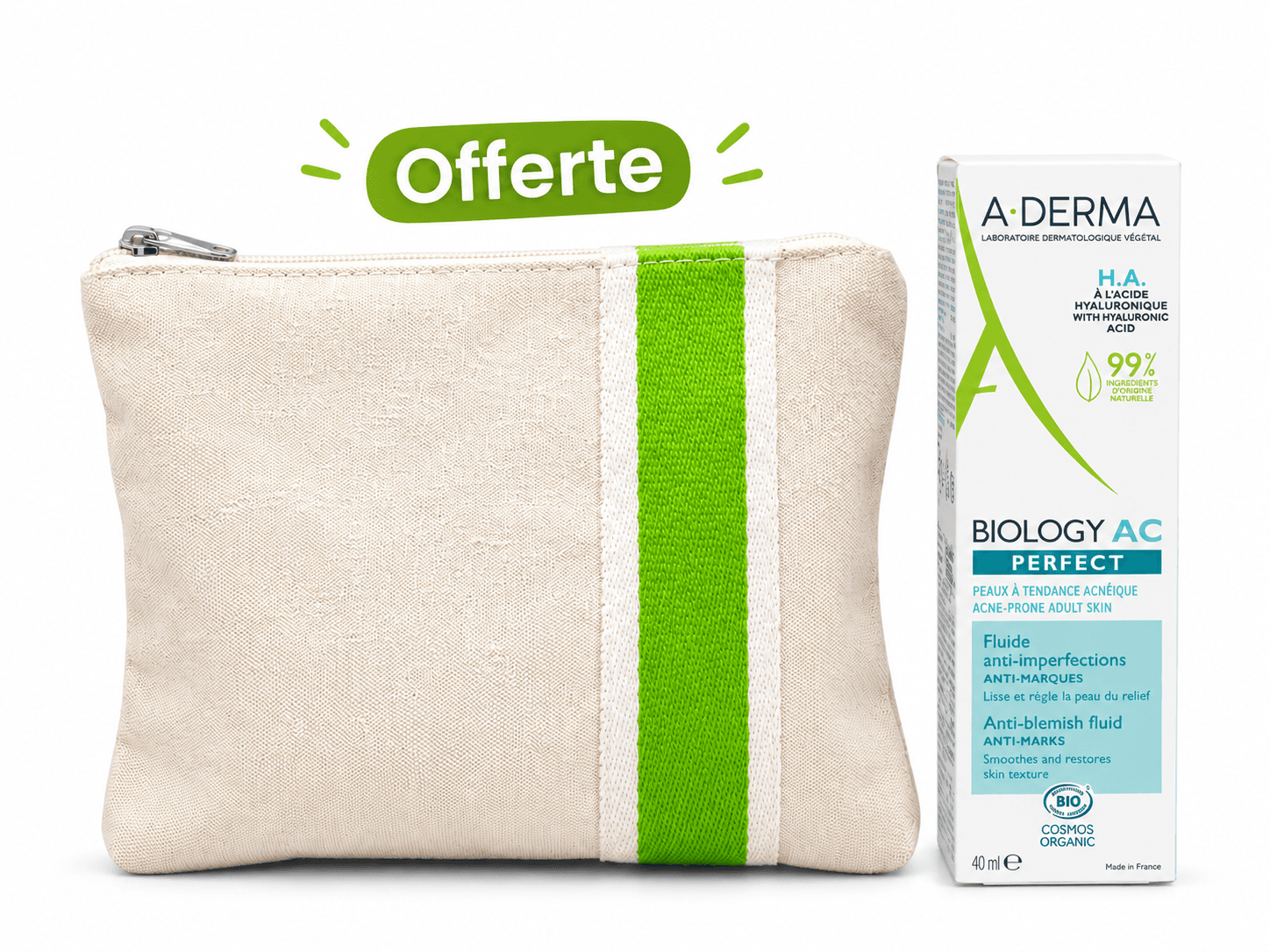 A-DERMA Biology AC Perfect Fluide Anti Imperfections Anti Marques 40mL + Trousse Offerte
