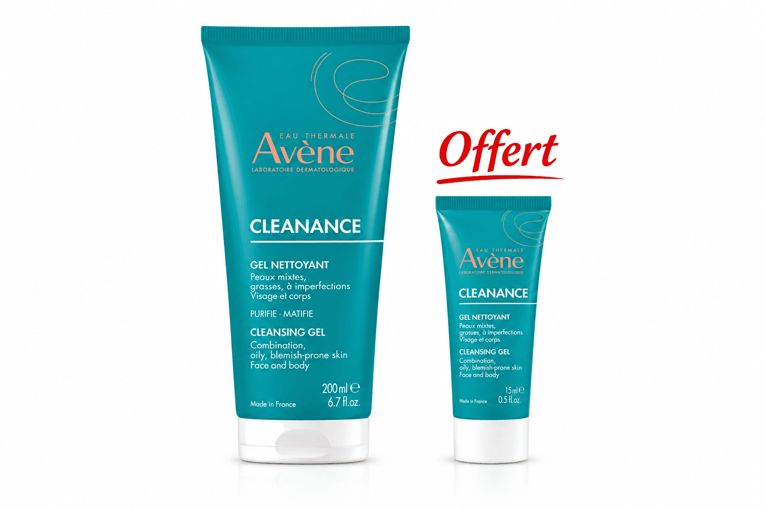 Avène Cleanance Gel Nettoyant 200mL +Gel Nettoyant 15mL Offert