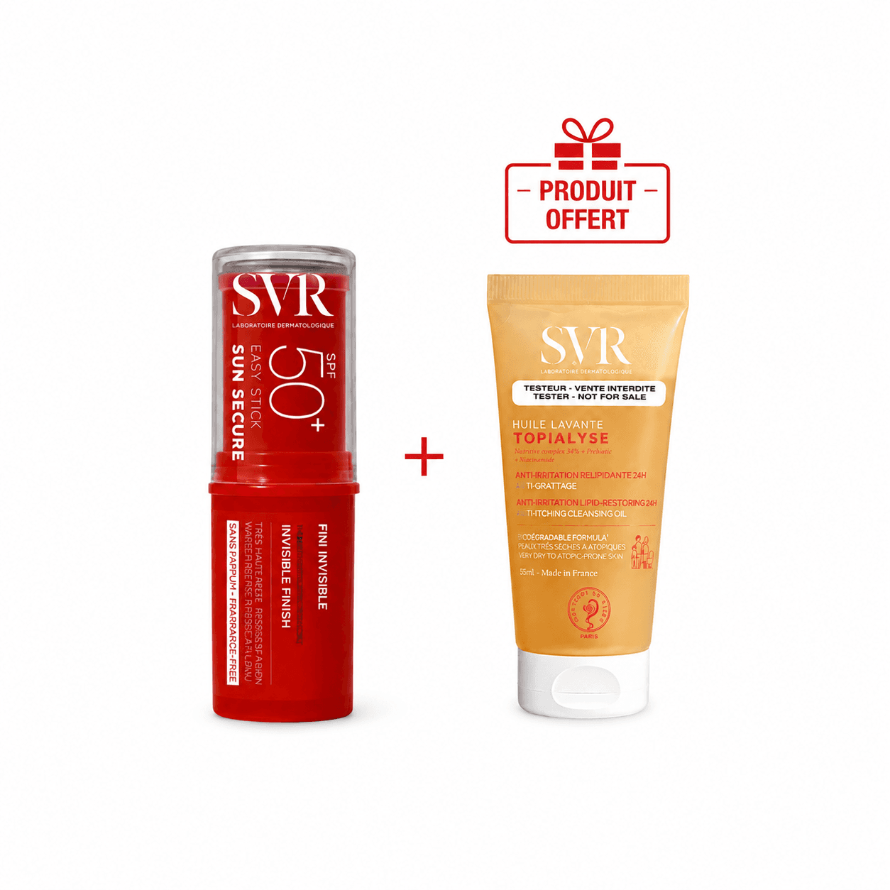 SVR SunSecure Stick SPF50+10Gr + Topialyse Huile Lavante 55mL (Offerte)