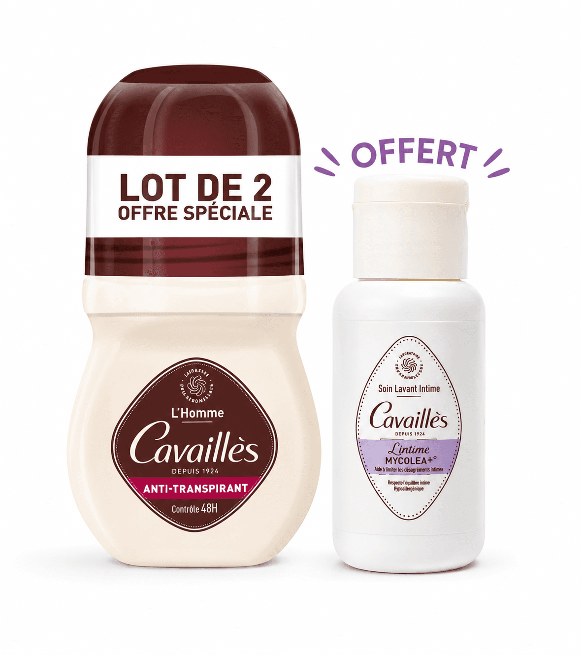 Roge Cavaillès Lot 2 Déo RollOn Anti-Transpirant Homme 48h 50mL + Mini Dose Offerte